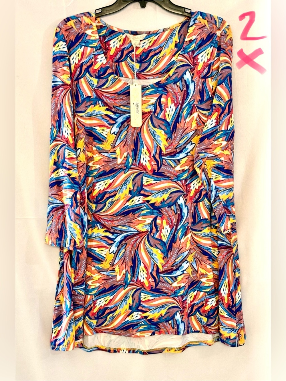 Women’s Long Sleeve Feather-Print Tee in Multicolor by LuLaRoe